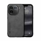 For vivo iQOO 12 Skin Feel Magnetic Leather Back Phone Case(Dark Grey) - 1