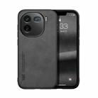 For vivo iQOO 12 Pro Skin Feel Magnetic Leather Back Phone Case(Dark Grey) - 1