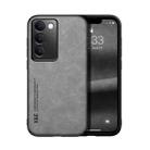 For vivo Y100 5G IDN Skin Feel Magnetic Leather Back Phone Case(Light Grey) - 1