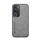 For vivo Y19s Skin Feel Magnetic Leather Back Phone Case(Light Grey) - 2