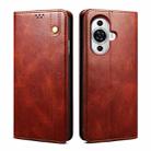 For Huawei nova 12 Pro Oil Wax Crazy Horse Texture Leather Phone Case(Brown) - 1