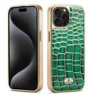 For iPhone 15 Pro Max Fierre Shann Crocodile Texture Electroplating PU Phone Case(Green) - 1