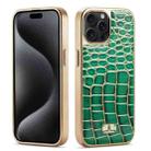 For iPhone 15 Pro Fierre Shann Crocodile Texture Electroplating PU Phone Case(Green) - 1