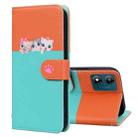For Motorola Moto E13 Cute Pet Series Color Block Buckle Leather Phone Case(Sky Blue) - 1