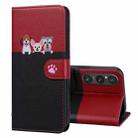 For Sony Xperia 1 V Cute Pet Series Color Block Buckle Leather Phone Case(Black) - 1