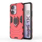 For Xiaomi Redmi 13C 4G / 5G  Shockproof PC + TPU Holder Phone Case(Red) - 1