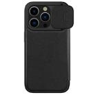 For iPhone 15 Pro Max NILLKIN QIN Series Pro Plain Leather Phone Case(Black) - 1