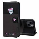 For iPhone 14 Plus Cute Pet Series Color Block Buckle Leather Phone Case(Dark Grey) - 1