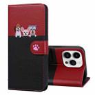 For iPhone 14 Pro Cute Pet Series Color Block Buckle Leather Phone Case(Black) - 1