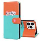 For iPhone 14 Pro Max Cute Pet Series Color Block Buckle Leather Phone Case(Sky Blue) - 1