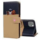 For iPhone 13 Cute Pet Series Color Block Buckle Leather Phone Case(Khaki) - 1