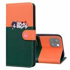 For iPhone 13 Cute Pet Series Color Block Buckle Leather Phone Case(Dark Green) - 1