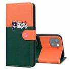 For iPhone 13 mini Cute Pet Series Color Block Buckle Leather Phone Case(Dark Green) - 1