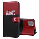 For iPhone 13 mini Cute Pet Series Color Block Buckle Leather Phone Case(Black) - 1