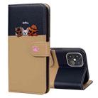 For iPhone 12 Pro Max Cute Pet Series Color Block Buckle Leather Phone Case(Khaki) - 1
