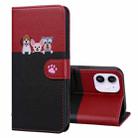 For iPhone 12 mini Cute Pet Series Color Block Buckle Leather Phone Case(Black) - 1