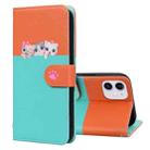 For iPhone 11 Cute Pet Series Color Block Buckle Leather Phone Case(Sky Blue) - 1