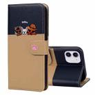 For iPhone 11 Cute Pet Series Color Block Buckle Leather Phone Case(Khaki) - 1