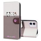 For iPhone 11 Cute Pet Series Color Block Buckle Leather Phone Case(Pale Mauve) - 1