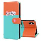 For iPhone X / XS Cute Pet Series Color Block Buckle Leather Phone Case(Sky Blue) - 1