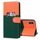 For iPhone X / XS Cute Pet Series Color Block Buckle Leather Phone Case(Dark Green) - 1