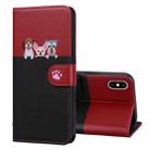 For iPhone X / XS Cute Pet Series Color Block Buckle Leather Phone Case(Black) - 1