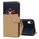 For iPhone XR Cute Pet Series Color Block Buckle Leather Phone Case(Khaki) - 1