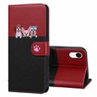 For iPhone XR Cute Pet Series Color Block Buckle Leather Phone Case(Black) - 1