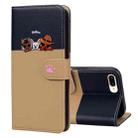 For iPhone 8 Plus / 7 Plus Cute Pet Series Color Block Buckle Leather Phone Case(Khaki) - 1