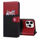 For iPhone 15 Pro Cute Pet Series Color Block Buckle Leather Phone Case(Black) - 1