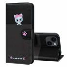 For iPhone 15 Cute Pet Series Color Block Buckle Leather Phone Case(Dark Grey) - 1