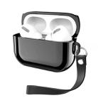 For AirPods Pro Electroplating TPU Solid Color Earphone Protective Case with Lanyard(Black) - 1