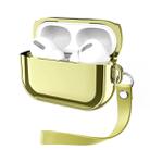 For AirPods Pro Electroplating TPU Solid Color Earphone Protective Case with Lanyard(Gold) - 1
