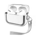 For AirPods Pro Electroplating TPU Solid Color Earphone Protective Case with Lanyard(Silver) - 1