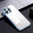 For iPhone 15 Pro SULADA Shine Through Series Plating TPU Transparent Phone Case(Sierra Blue) - 1