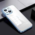 For iPhone 15 SULADA Shine Through Series Plating TPU Transparent Phone Case(Sierra Blue) - 1