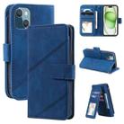 For iPhone 15 Skin Feel Multi-card Wallet Leather Phone Case(Blue) - 1