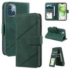 For iPhone 15 Skin Feel Multi-card Wallet Leather Phone Case(Green) - 1