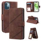 For iPhone 15 Skin Feel Multi-card Wallet Leather Phone Case(Brown) - 1