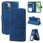 For iPhone 15 Plus Skin Feel Multi-card Wallet Leather Phone Case(Blue) - 1