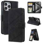 For iPhone 15 Pro Skin Feel Multi-card Wallet Leather Phone Case(Black) - 1