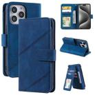 For iPhone 15 Pro Skin Feel Multi-card Wallet Leather Phone Case(Blue) - 1