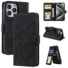 For iPhone 15 Pro Max Skin Feel Multi-card Wallet Leather Phone Case(Black) - 1