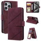 For iPhone 15 Pro Max Skin Feel Multi-card Wallet Leather Phone Case(Red) - 1