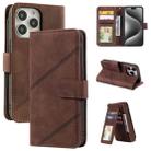 For iPhone 15 Pro Max Skin Feel Multi-card Wallet Leather Phone Case(Brown) - 1