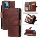 For iPhone 15 Tri-Fold 9-Card Wallets Leather Phone Case(Brown) - 1