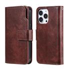 For iPhone 16 Pro Max Tri-Fold 9-Card Wallets Leather Phone Case(Brown) - 2