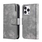 For iPhone 16 Pro Tri-Fold 9-Card Wallets Leather Phone Case(Grey) - 2