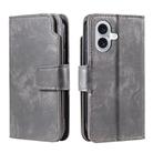 For iPhone 16 Plus Tri-Fold 9-Card Wallets Leather Phone Case(Grey) - 2