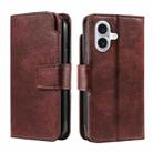 For iPhone 16 Plus Tri-Fold 9-Card Wallets Leather Phone Case(Brown) - 2